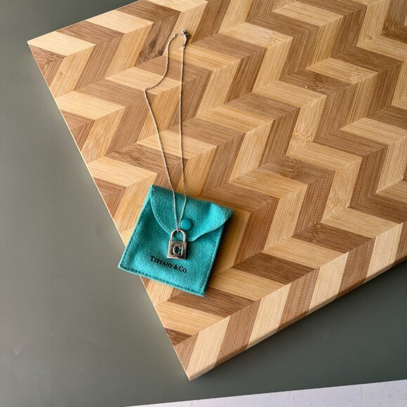 Vintage Tiffany & Co C Padlock Charm w/ Chain - Picture 3 of 13